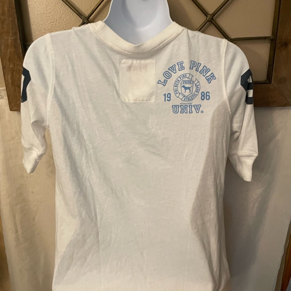 Pink university half sleeve shirt with jersey like appearance XS